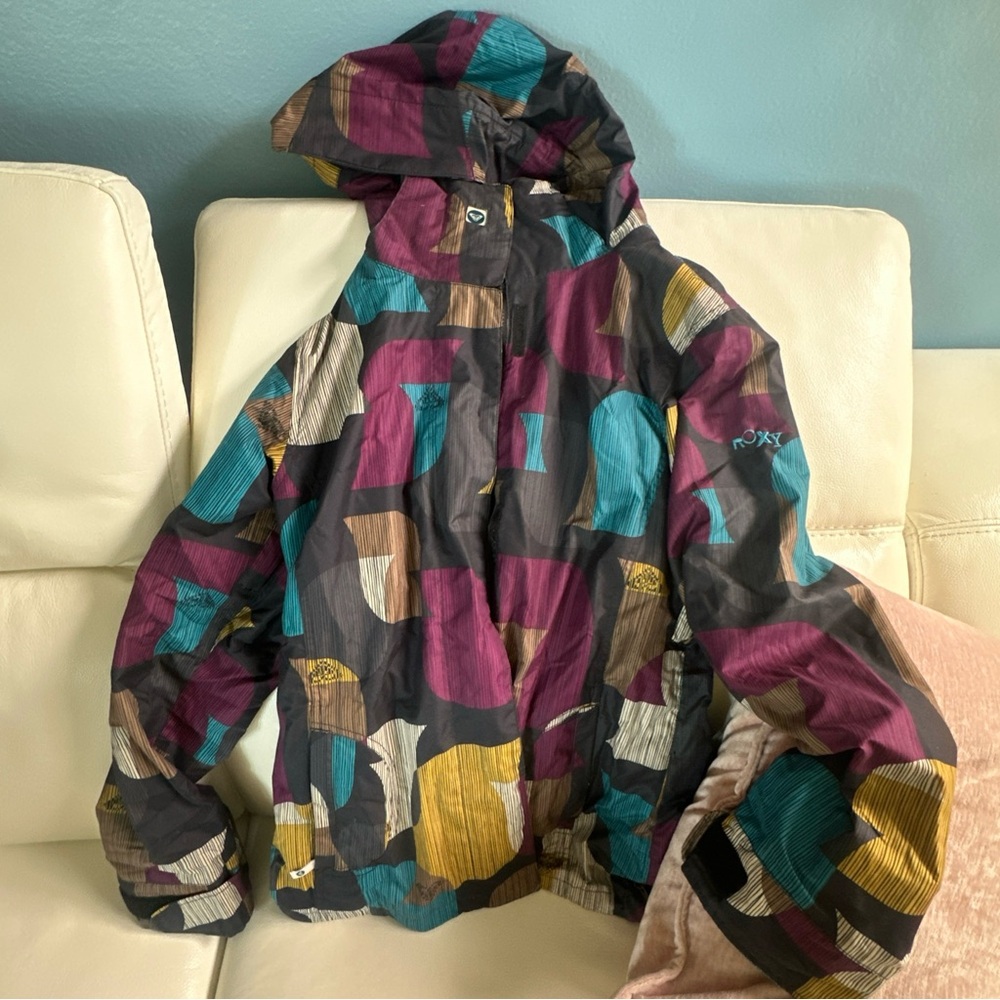 Roxy Colorful Geometric Ski Hooded Jacket